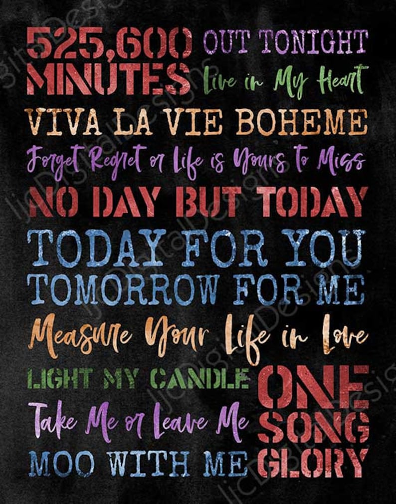 RENT Musical Inspired Fan Art Printable Rent Musical Quote Etsy