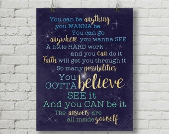 Hitta Neverland-inspirerad fanart, utskrivbar Finding Neverland-musiktext, stjärnor, Word Art-affisch, 11x14 och 8x10 DIREKT NEDLADDNING