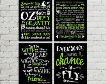 Printable Set of Wicked Musical Quotes Subway Art Word Art Typography Print, Wicked Fan Art,  11x14 INSTANT DOWNLOAD