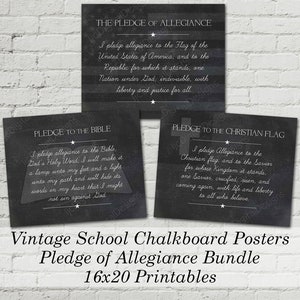 Impegno di fedeltà / Impegno per la Bibbia / Pledge Christian Flag / Classroom Poster Stampabile Chalkboard Bundle 16x20 - DOWNLOAD INSTANT