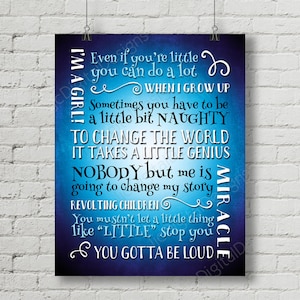 Matilda Inspired Fan Art, Printable Matilda Broadway Musical lyrics, little genius, Word Art Poster, 11x14 and 8x10 INSTANT DOWNLOAD