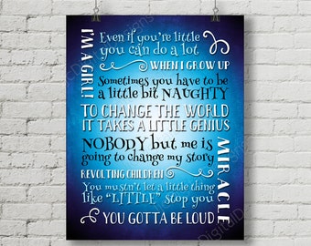 Matilda Inspired Fan Art, Printable Matilda Broadway Musical lyrics, little genius, Word Art Poster, 11x14 and 8x10 INSTANT DOWNLOAD