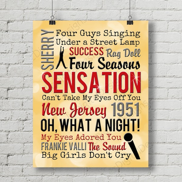 Jersey Boys Inspired Fan Art, Printable Broadway Musical Quote Subway Word Art Poster, Jersey Boys, 11x14 and 8x10 INSTANT DOWNLOAD