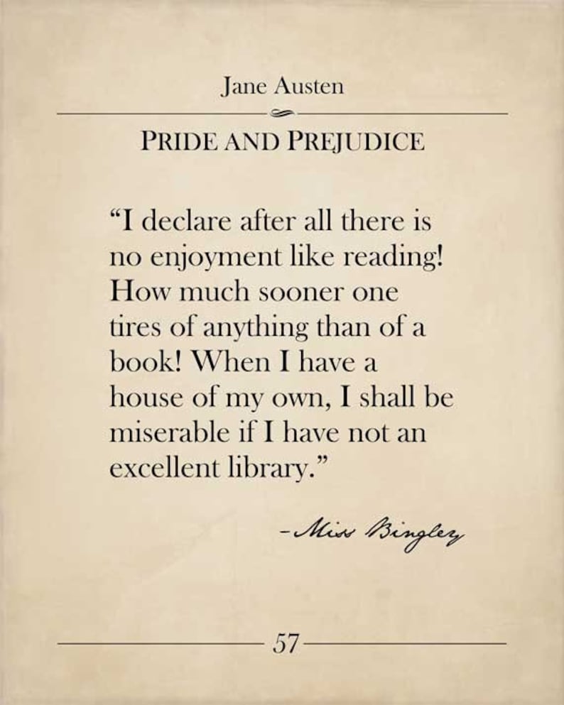 Printable book page wall art, Jane Austen quote, Pride Prejudice, reading, vintage literary print, classic literature book page, large size image 3