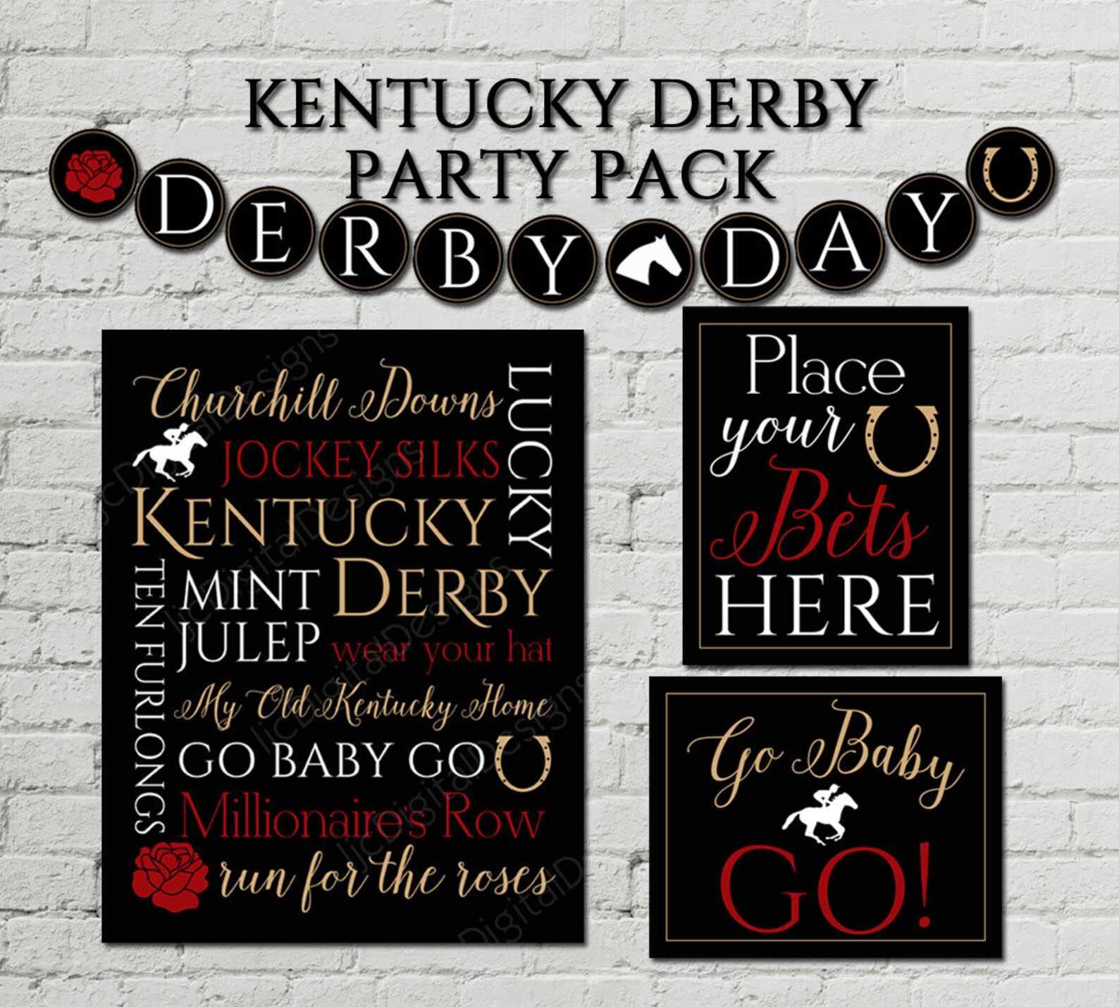 Kentucky Derby Party Pack Decorations Decor Digital Printable Subway ...