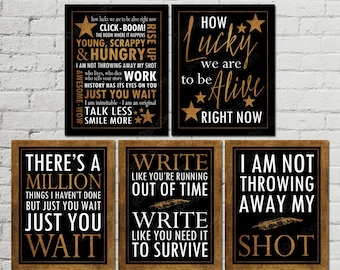 Printable Set of Hamilton Musical Inspired Quotes Subway Art Word Art Typography Poster, Hamilton Fan Art,  11x14 and 8x10 INSTANT DOWNLOAD