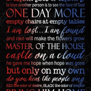 Printable Les Miserables Broadway Musical Digital Subway Art Quotes ...