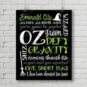 Printable Wicked Musical Quotes Digital Subway Art Typography Poster Decoration 11x14 and 8x10 INSTANT DOWNLOAD image 1