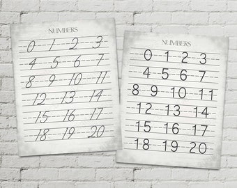 Vintage Farmhouse Alphabet Numbers Classroom Poster Chart Digital Printable 16x20 - Cursive and Print Manuscript - INSTANT DOWNLOAD