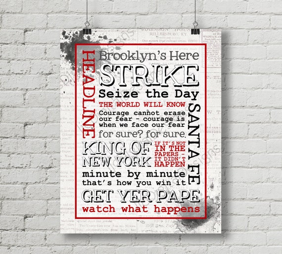 Newsies Inspired Fan Art Printable Newsies Musical Quote Etsy