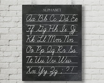 Vintage Alphabet Cursive Classroom Poster Digital Chalkboard Word Art 16x20 - Back to School, Teacher Appreciation Gift, school decor