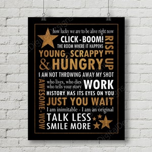 Hamilton Inspired Fan Art, Printable Hamilton Musical Quote Subway Word Art Poster, Young Scrappy Hungry, 11x14 and 8x10 INSTANT DOWNLOAD