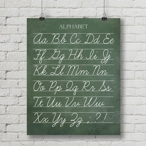 Vintage Alphabet Cursive Classroom Poster Digital Chalkboard Word Art 16x20 - Back to School Teacher Appreciation Gift