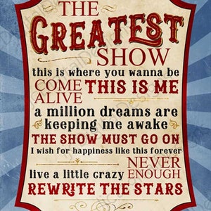 Greatest Showman Inspired Fan Art, Printable Musical Quote, Subway Word ...