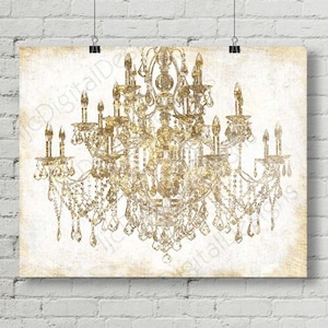 Printable Digital Gold Chandelier Wall Art Decoration, Chandelier Poster, Chandelier Print, Large size, 16x20 and 24x36 INSTANT DOWNLOAD