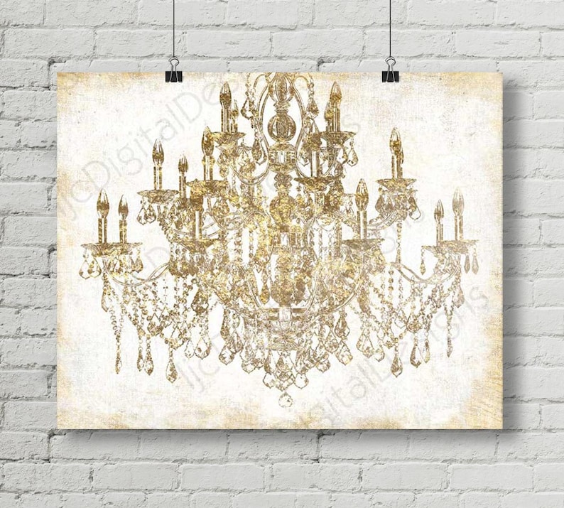 Printable Digital Gold Chandelier Wall Art Decoration Etsy