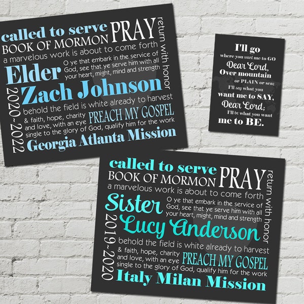 Personnalisé Personnalisé LDS Missionary Gift Poster Printable Wall Art 11x14 plus bonus!