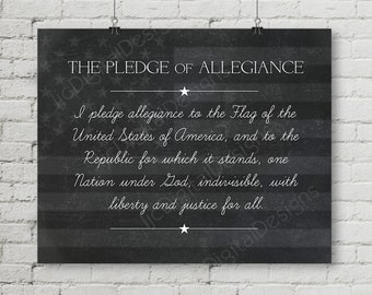 Vintage Alphabet Pledge of Allegiance Classroom Poster Printable Chalkboard Word Art 16x20 - INSTANT DOWNLOAD