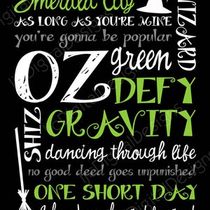 Printable Wicked Musical Quotes Digital Subway Art Typography Poster Decoration 11x14 and 8x10 INSTANT DOWNLOAD image 2