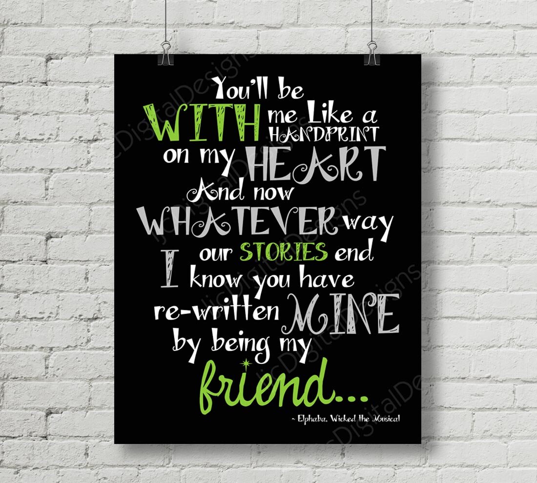 Printable Wicked Broadway Musical Lyrics For Good Digital Word | Etsy