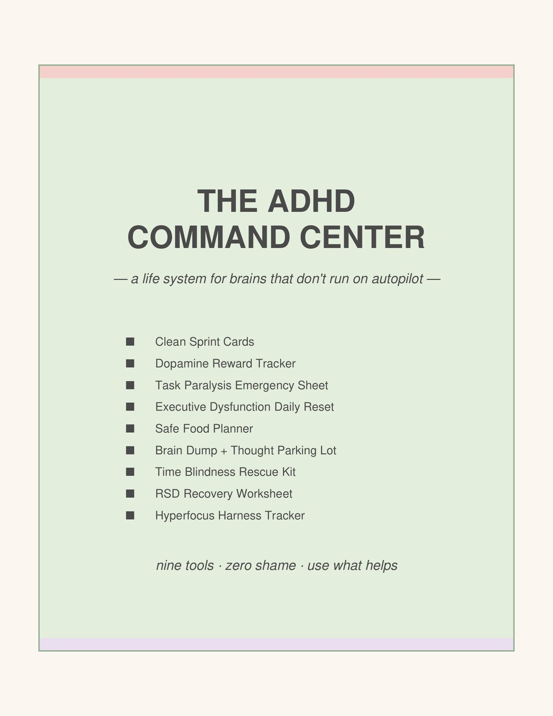 ADHD Command Center – Life System Tools (printable PDF + Excel) - Etsy