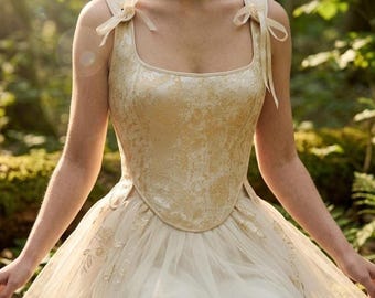 Elven Corset Renaissance Fantasy Bodice Victorian Lace Up Fairy LARP Costume Top