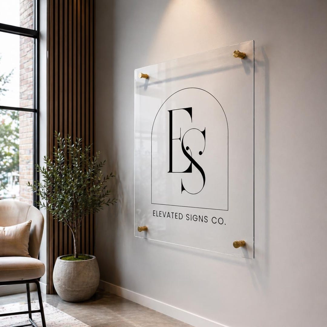 Custom Plastic Business Sign Custom Acrylic Business Logo Sign | Personalized Company Sign | Modern ...