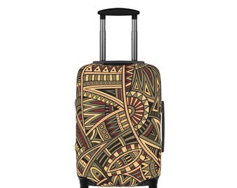 Tribal Geometric Pattern Luggage Cover | Boho Aztec Suitcase Sleeve