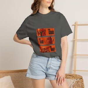 The Good The Bad and The Baby Shirt - Mandalorian and Grogu T-Shirt, Funny Star Wars Inspired Tee, Western Fan Gift Idea image 3