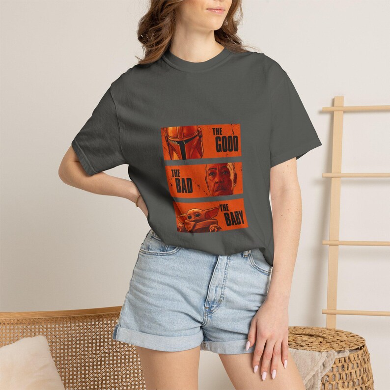 The Good The Bad and The Baby Shirt - Mandalorian and Grogu T-Shirt, Funny Star Wars Inspired Tee, Western Fan Gift Idea image 3