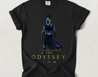 Maglietta "The Odyssey Movie" di Christopher Nolan - Maglietta minimalista con grafica di Ulisse, maglietta per appassionati di cinema e mitologia greca.