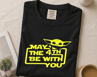 Camiseta "Que la Fuerza te acompañe" - Camiseta gráfica con temática de Star Wars, regalo de Grogu Baby Yoda