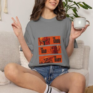 The Good The Bad and The Baby Shirt - Mandalorian and Grogu T-Shirt, Funny Star Wars Inspired Tee, Western Fan Gift Idea image 2