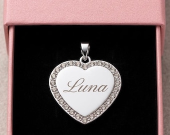 Personalized Heart Pet ID Tag, Custom Engraved Dog Tag for Collar, Cat Name Tag, Gold or Silver Heart Pet Tag, New Puppy Gift