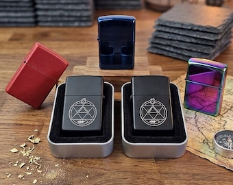FMA Mustang Engraved Lighter Matte Black Red Blue Rainbow | Fullmetal Alchemist Flame Alchemy Anime Gift