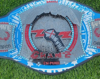 CM Punk Custom Spinner Championship Replica Title Belt Size : 4mm Brass Plates Chrome Leather Place
