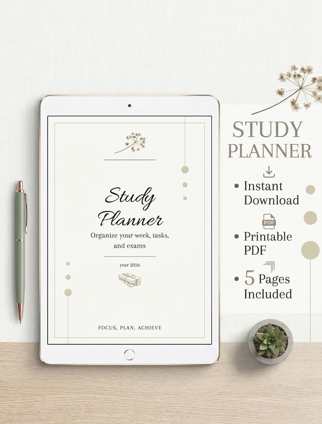 Study Planner PDF | Printable Weekly Planner | Student Planner ...