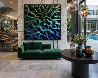 Art mural Biomorphique de sculpture peint à la main : sculpture texturée 3D abstraite