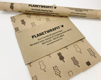 Cats Recycled Eco Kraft Wrapping Paper