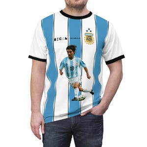 Ariel Ortega WK 2002 Argentinië gestreept voetbalshirt | T-shirt knippen en naaien afbeelding 7