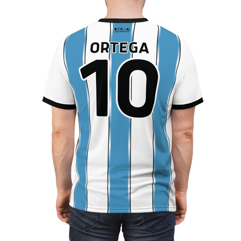 Ariel Ortega WK 2002 Argentinië gestreept voetbalshirt | T-shirt knippen en naaien afbeelding 10