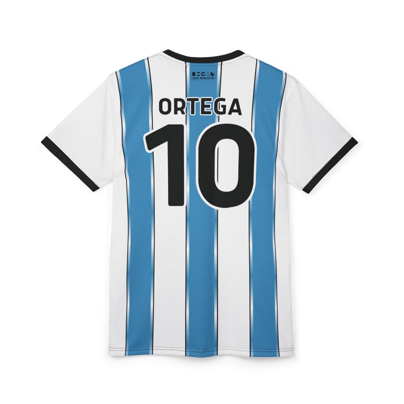 Ariel Ortega WK 2002 Argentinië gestreept voetbalshirt | T-shirt knippen en naaien afbeelding 4