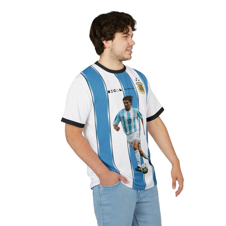 Ariel Ortega WK 2002 Argentinië gestreept voetbalshirt | T-shirt knippen en naaien afbeelding 13