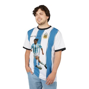 Ariel Ortega WK 2002 Argentinië gestreept voetbalshirt | T-shirt knippen en naaien afbeelding 8