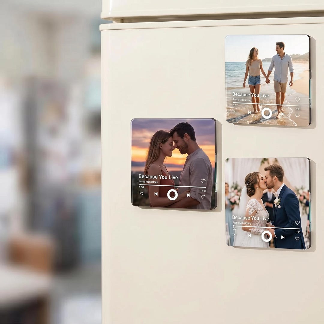 Custom Music Fridge Magnet, Personalized Photo & Song Fridge Magnet ...
