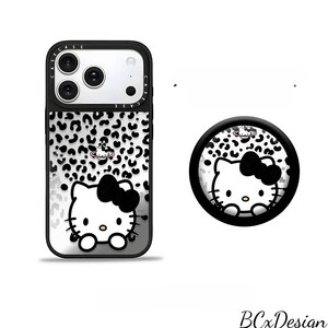 Funda para teléfono Hello Kitty con estampado de leopardo y MagSafe, funda protectora magnética kawaii para iPhone 17/16/15 Pro Max, regalo con estética Y2K para ella.