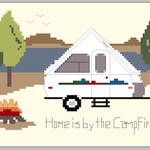 PDF Download - A Frame &quot;Home is by the Campfire&quot; Counted Cross Stitch