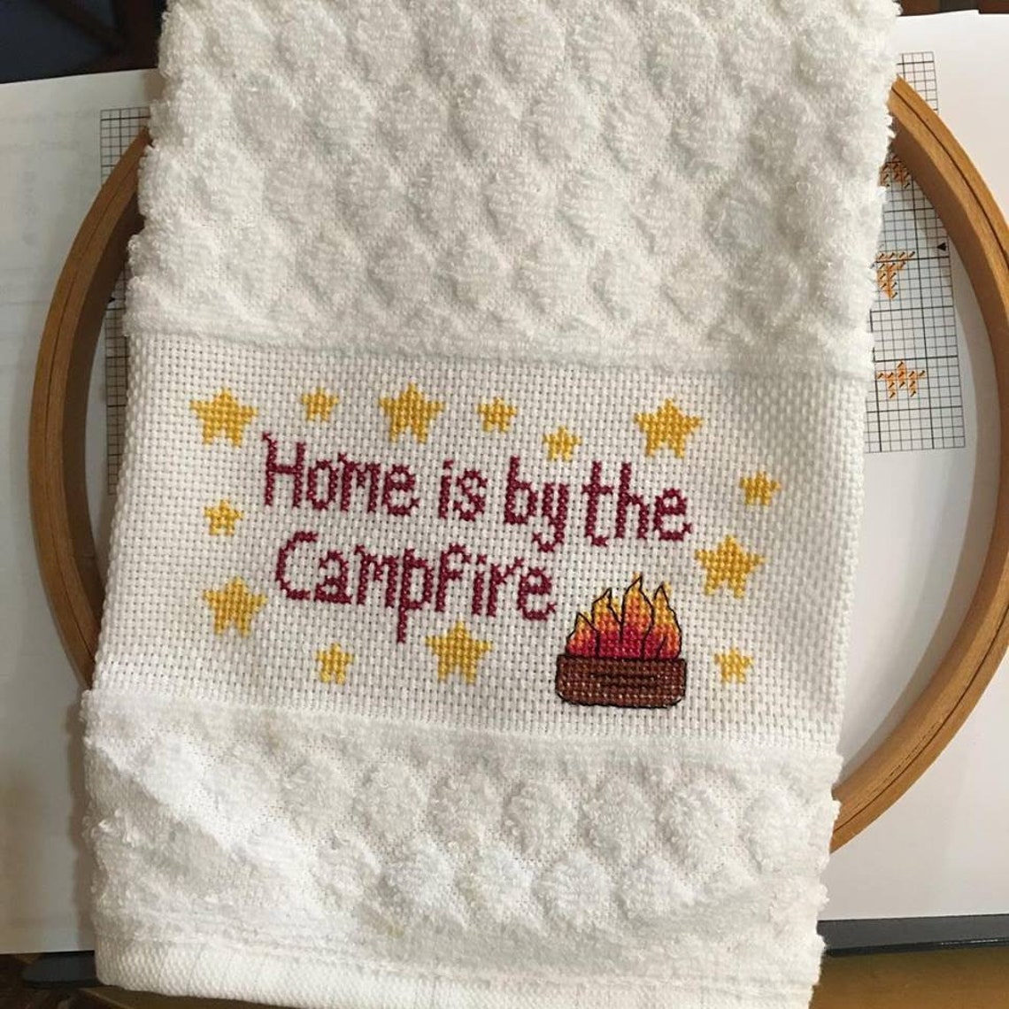 KIT Counted Cross Stitch Velour Guest Towel home is Etsy