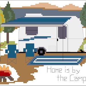 PDF Download - Casita Camper &quot;Home is by the Campfire&quot; Counted Cross Stitch