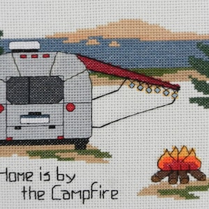 PDF Download - Camping Counted Cross Stitch - &quot;Airstream - Home is by the Campfire&quot;